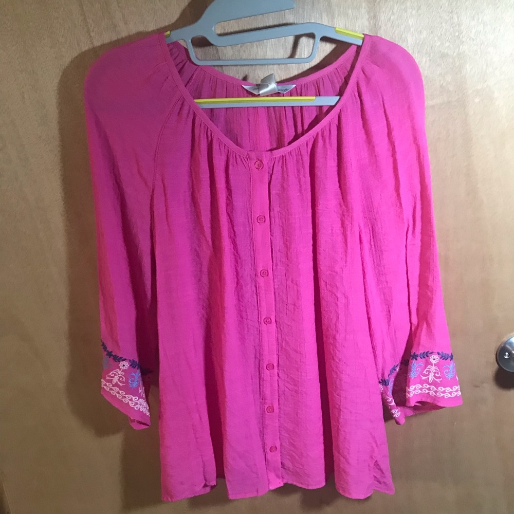 Pink blouse button front